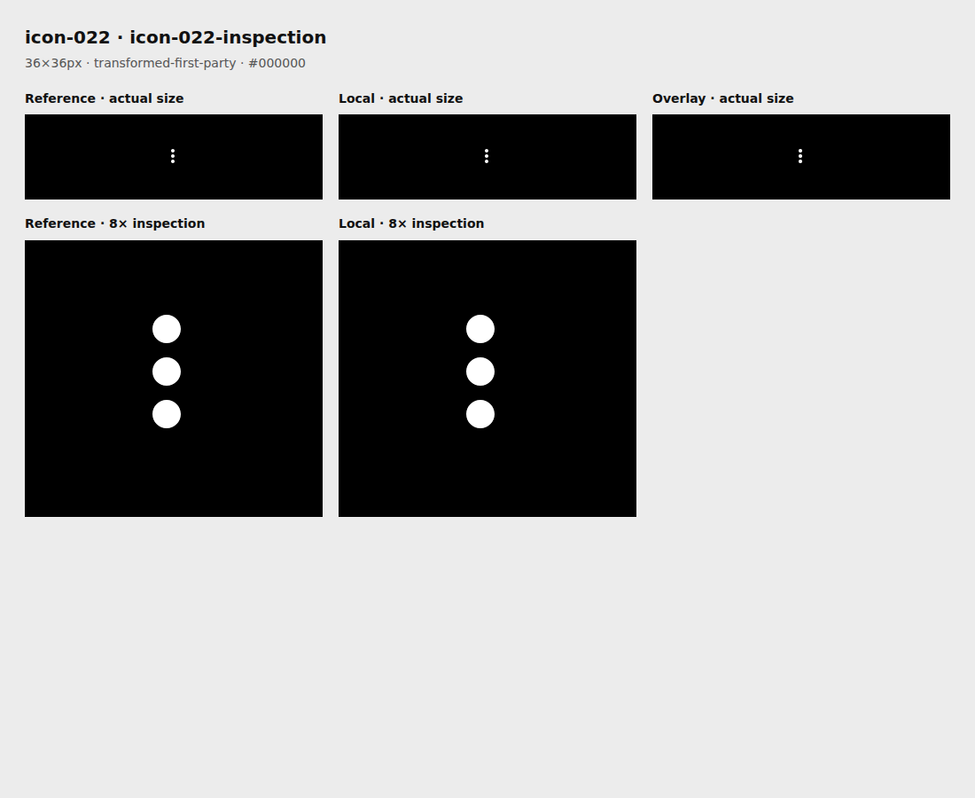 Reference, local asset, overlay, and enlarged inspection for icon-022