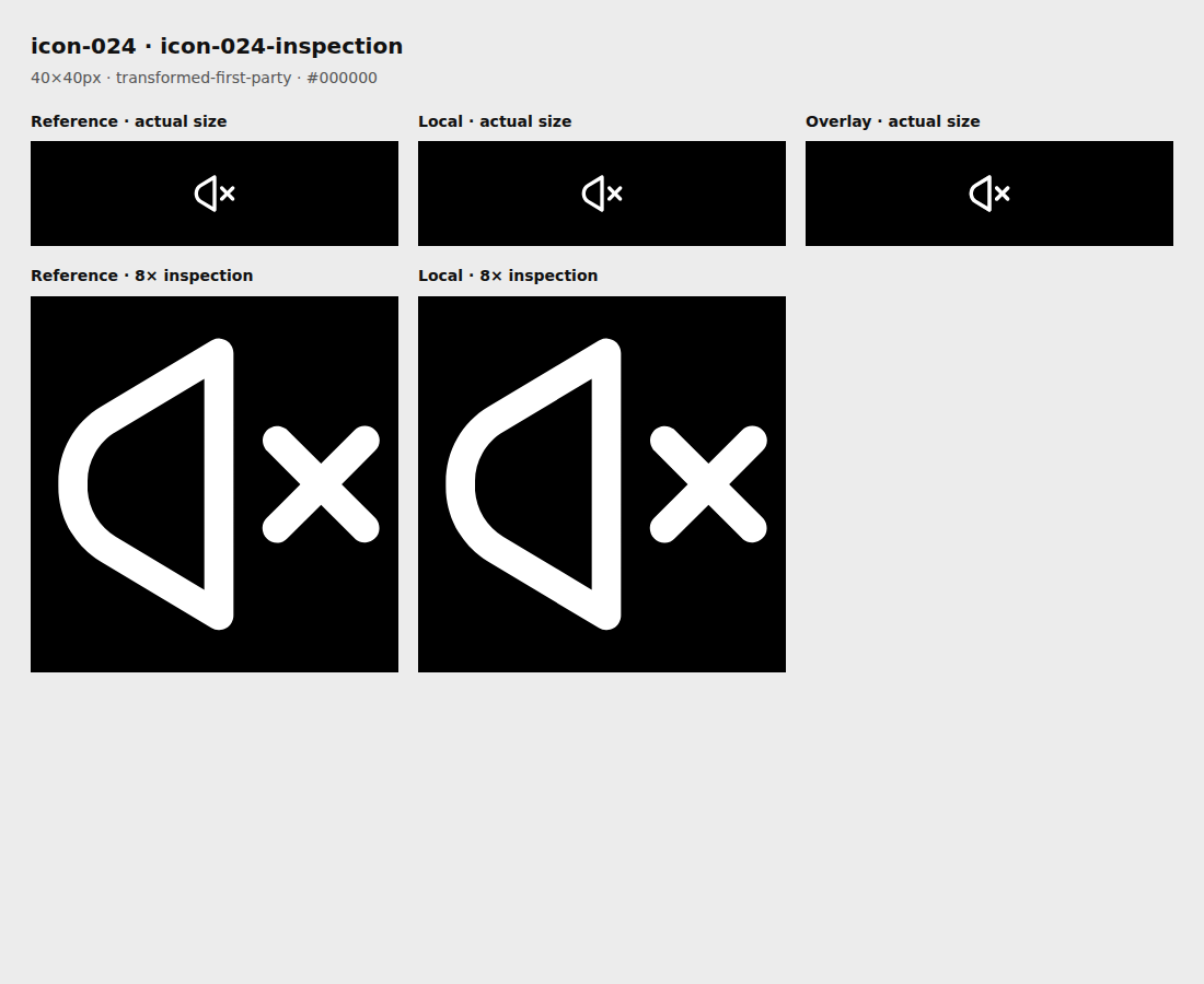 Reference, local asset, overlay, and enlarged inspection for icon-024