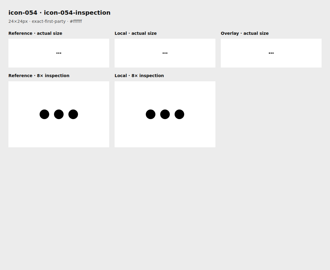 Reference, local asset, overlay, and enlarged inspection for icon-054