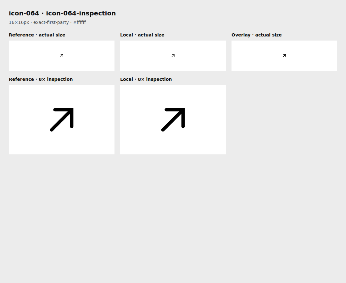 Reference, local asset, overlay, and enlarged inspection for icon-064