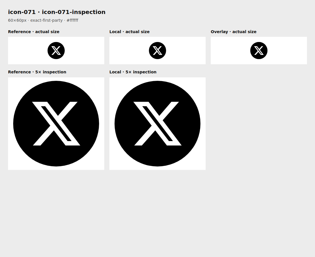 Reference, local asset, overlay, and enlarged inspection for icon-071