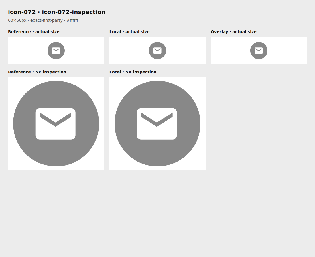 Reference, local asset, overlay, and enlarged inspection for icon-072
