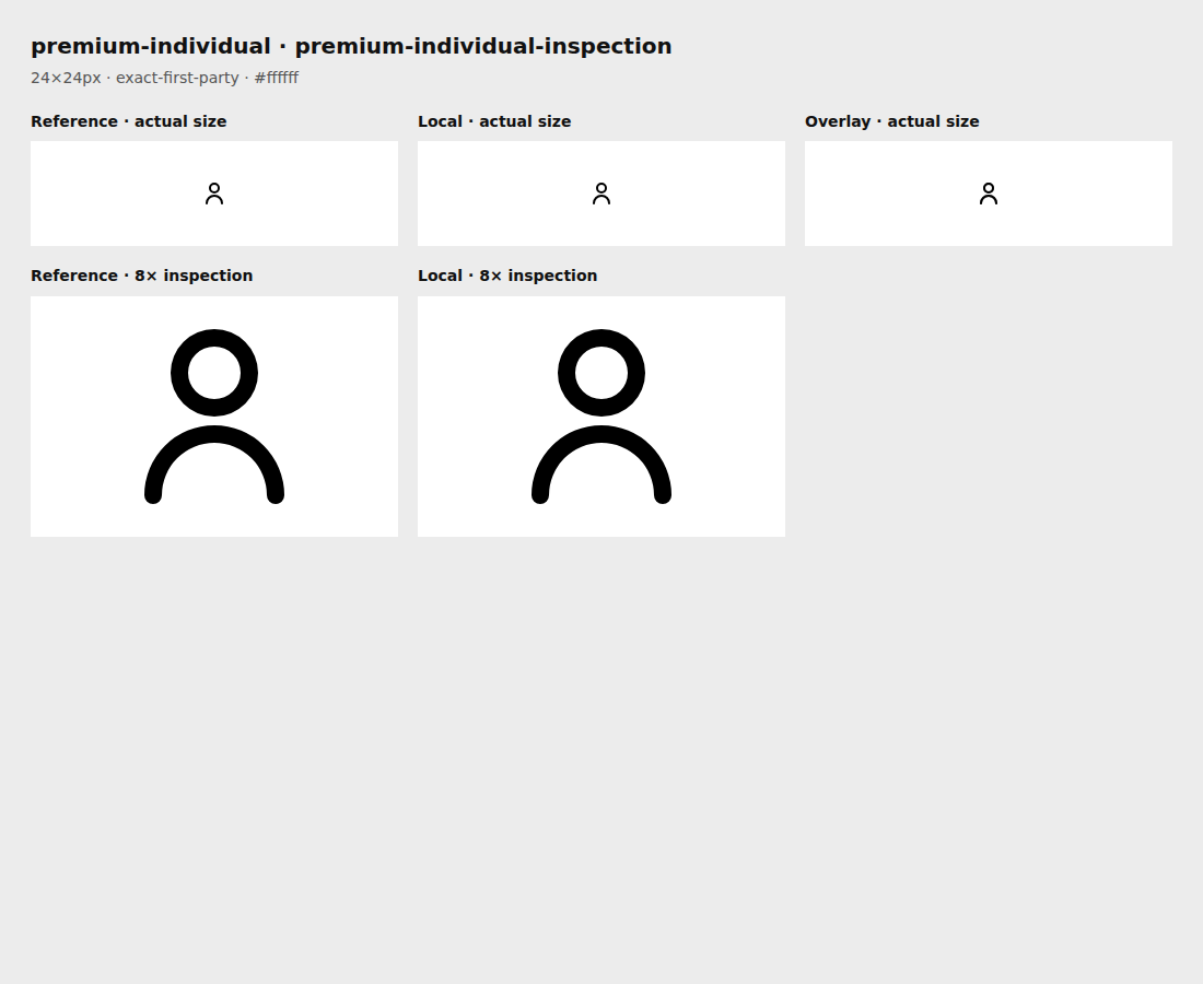 Reference, local asset, overlay, and enlarged inspection for premium-individual