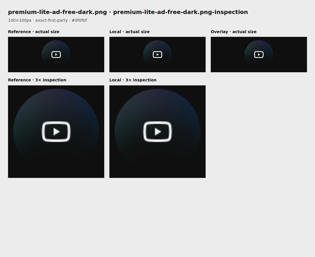 Reference, local asset, overlay, and enlarged inspection for premium-lite-ad-free-dark.png