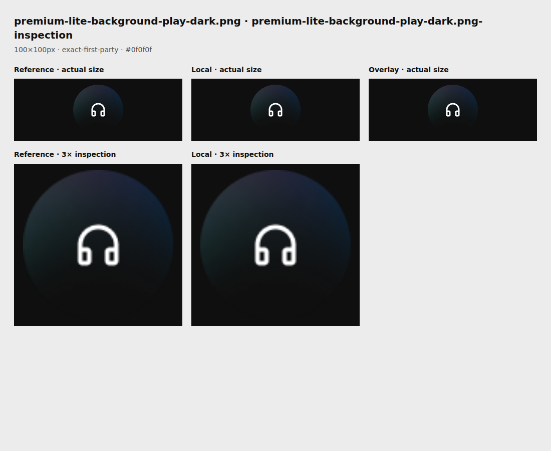 Reference, local asset, overlay, and enlarged inspection for premium-lite-background-play-dark.png